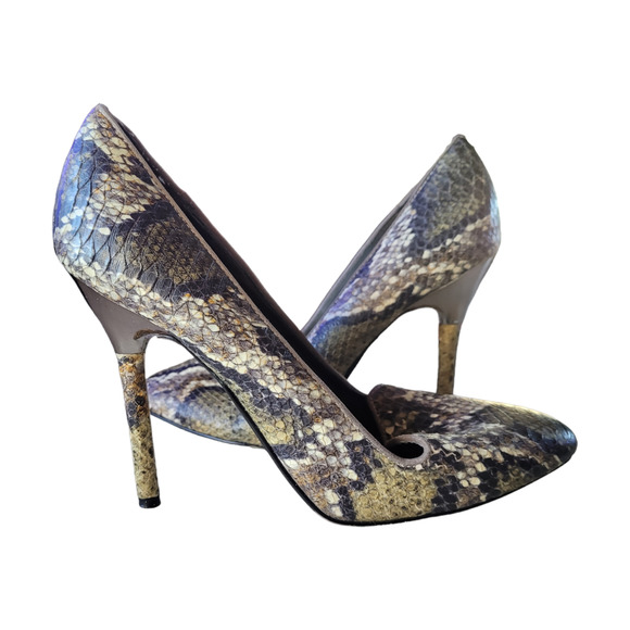 Worthington Women Snakeskin Metallic Stiletto Heels Sz 10 Pointed Toe Club Shoes - Picture 6 of 9